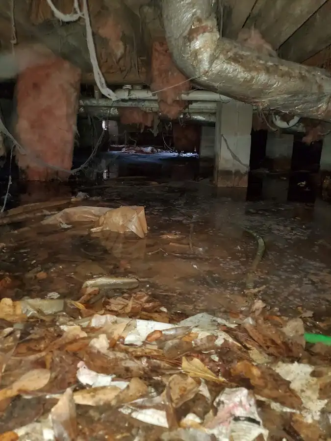 Crawl space flood assessment for Commercial Water Damage Restoration in Stowe